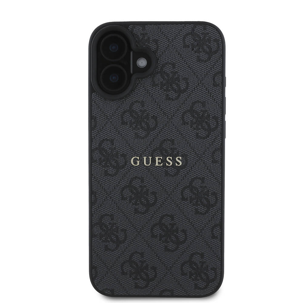 Apple iPhone 16 Plus Kılıf Guess Orjinal Lisanslı Magsafe Şarj Özellikli 4G Desenli Yazı Logolu Kapak Kahverengi
