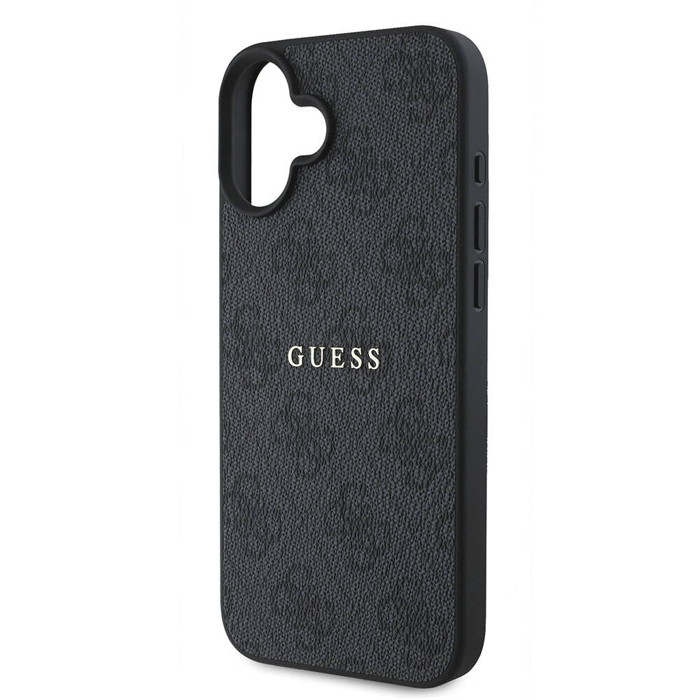 Apple iPhone 16 Plus Kılıf Guess Orjinal Lisanslı Magsafe Şarj Özellikli 4G Desenli Yazı Logolu Kapak Kahverengi
