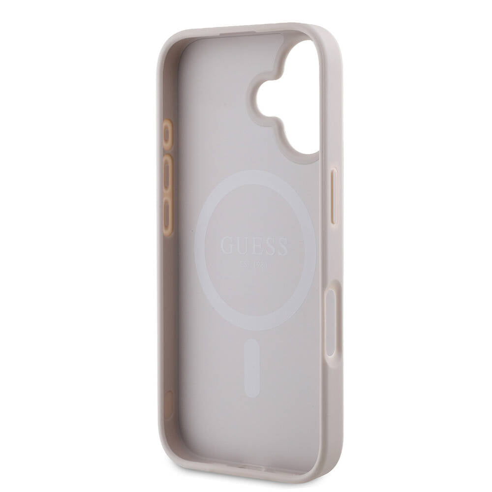 Apple iPhone 16 Plus Kılıf Guess Orjinal Lisanslı Magsafe Şarj Özellikli 4G Şerit Tasarımlı Printed Kapak Siyah