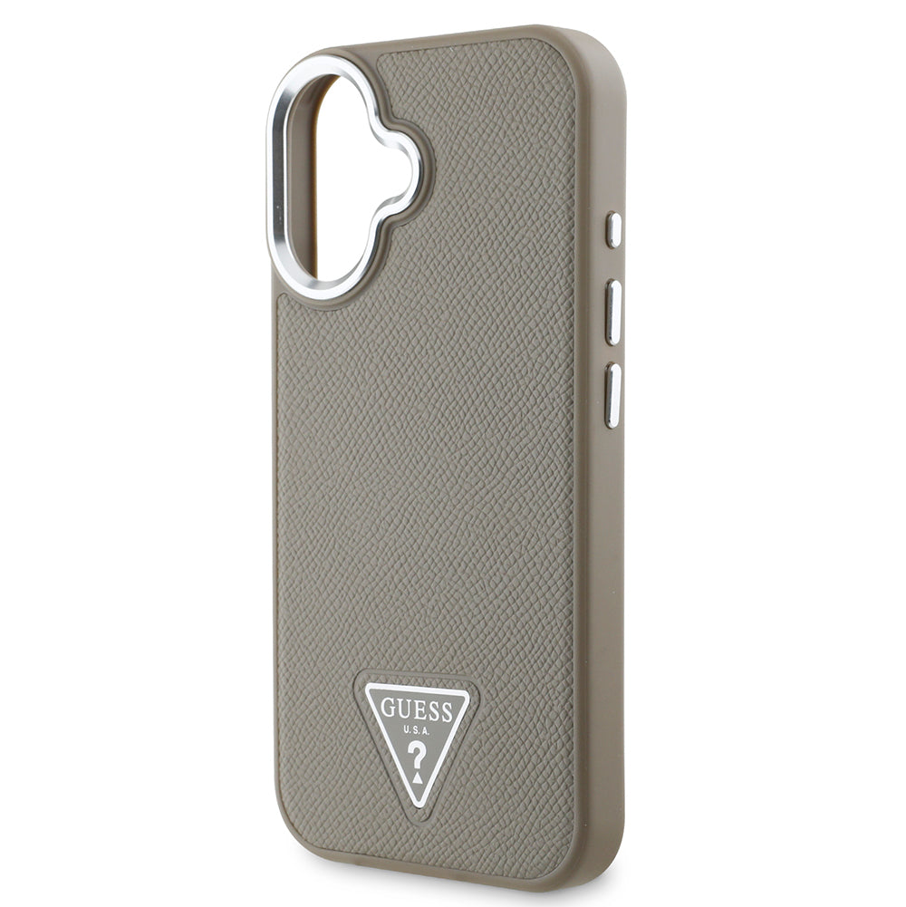 Apple iPhone 16 Plus Kılıf Guess Orjinal Lisanslı Magsafe Şarj Özellikli Grained Triangle Kapak Siyah