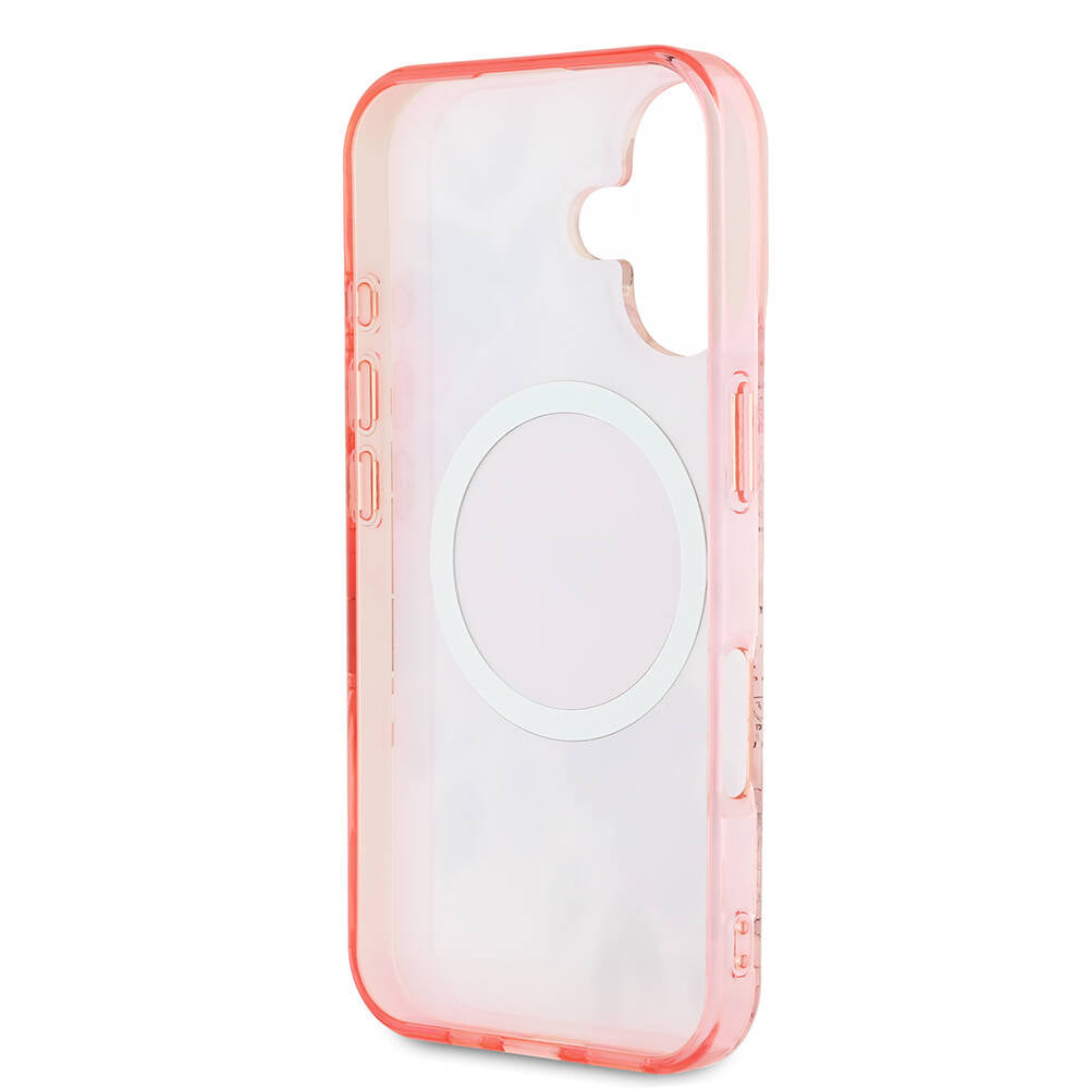 Apple iPhone 16 Plus Kılıf Guess Orjinal Lisanslı Magsafe Şarj Özellikli IML Baskılı Yazı Logolu Flower Tonal Circle Kapak Yeşil