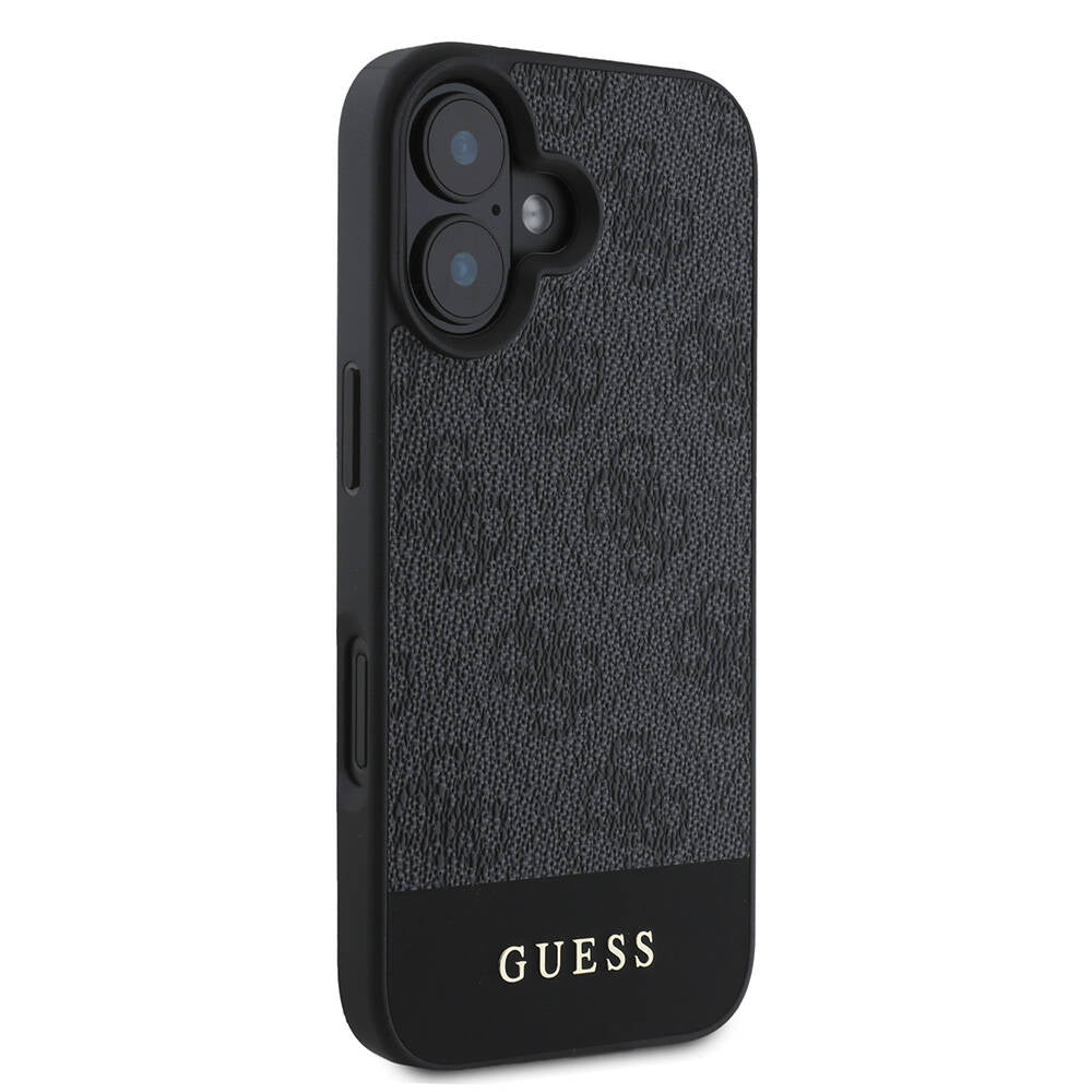 Apple iPhone 16 Plus Kılıf Guess Orjinal Lisanslı Magsafe Şarj Özellikli PU Deri Şerit Logo Dizaynlı Kapak Pembe
