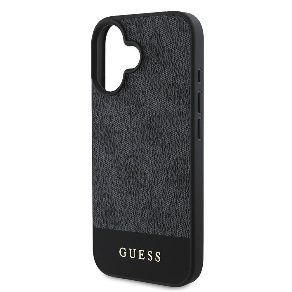 Apple iPhone 16 Plus Kılıf Guess Orjinal Lisanslı Magsafe Şarj Özellikli PU Deri Şerit Logo Dizaynlı Kapak Pembe