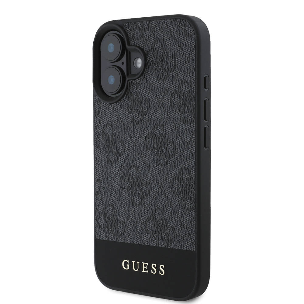 Apple iPhone 16 Plus Kılıf Guess Orjinal Lisanslı Magsafe Şarj Özellikli PU Deri Şerit Logo Dizaynlı Kapak Pembe