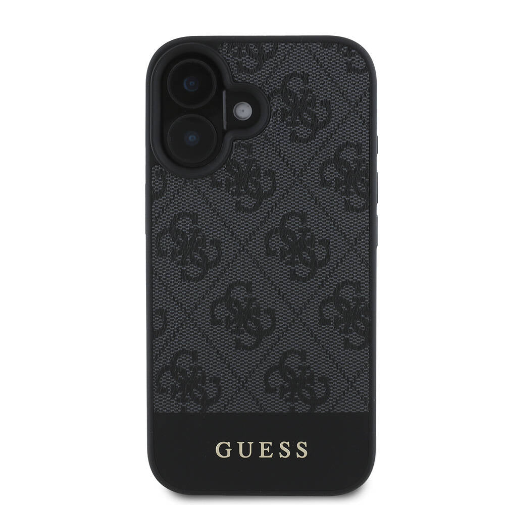 Apple iPhone 16 Plus Kılıf Guess Orjinal Lisanslı Magsafe Şarj Özellikli PU Deri Şerit Logo Dizaynlı Kapak Pembe