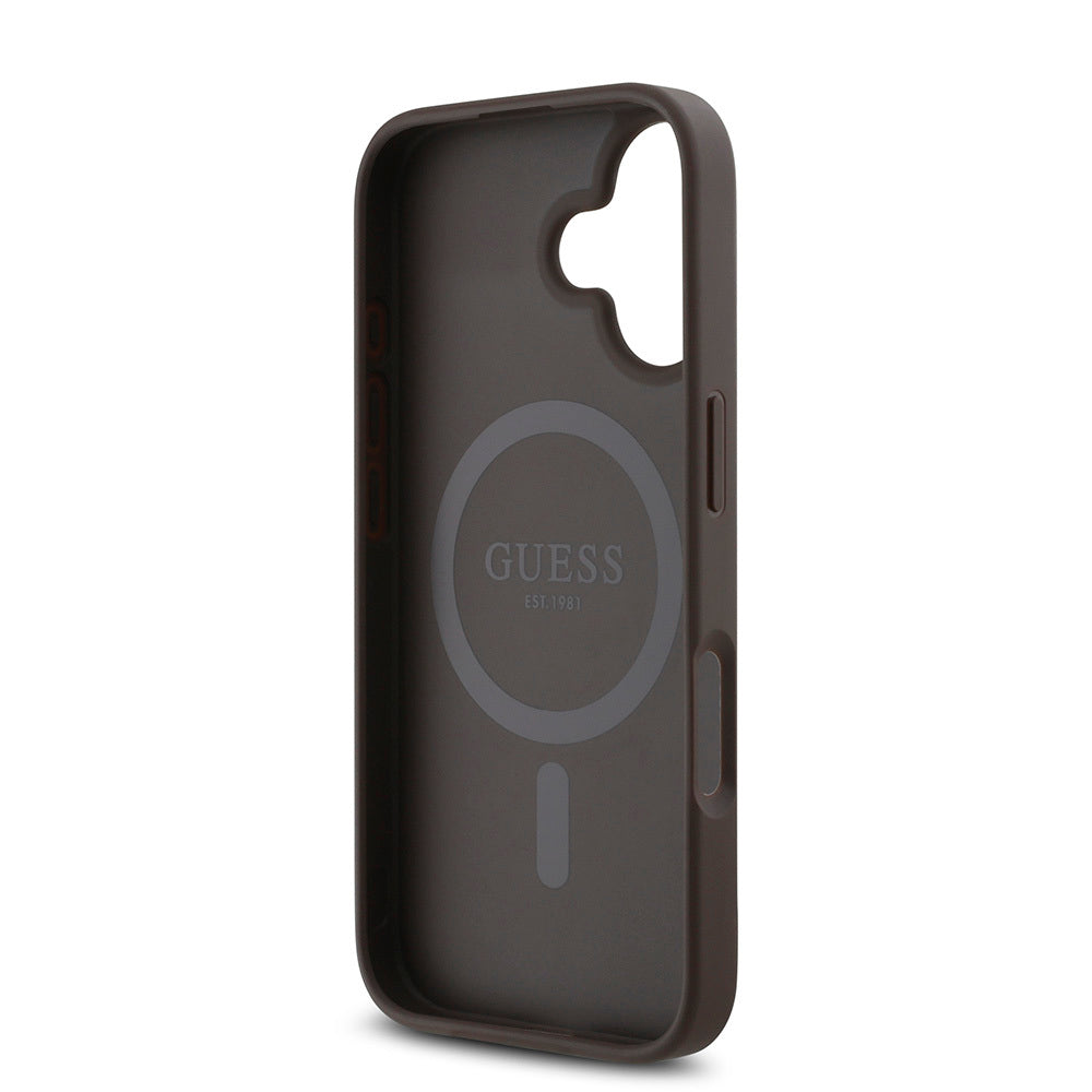 Apple iPhone 16 Plus Kılıf Guess Orjinal Lisanslı Magsafe Şarj Özellikli Small 4G Classic Kapak Siyah
