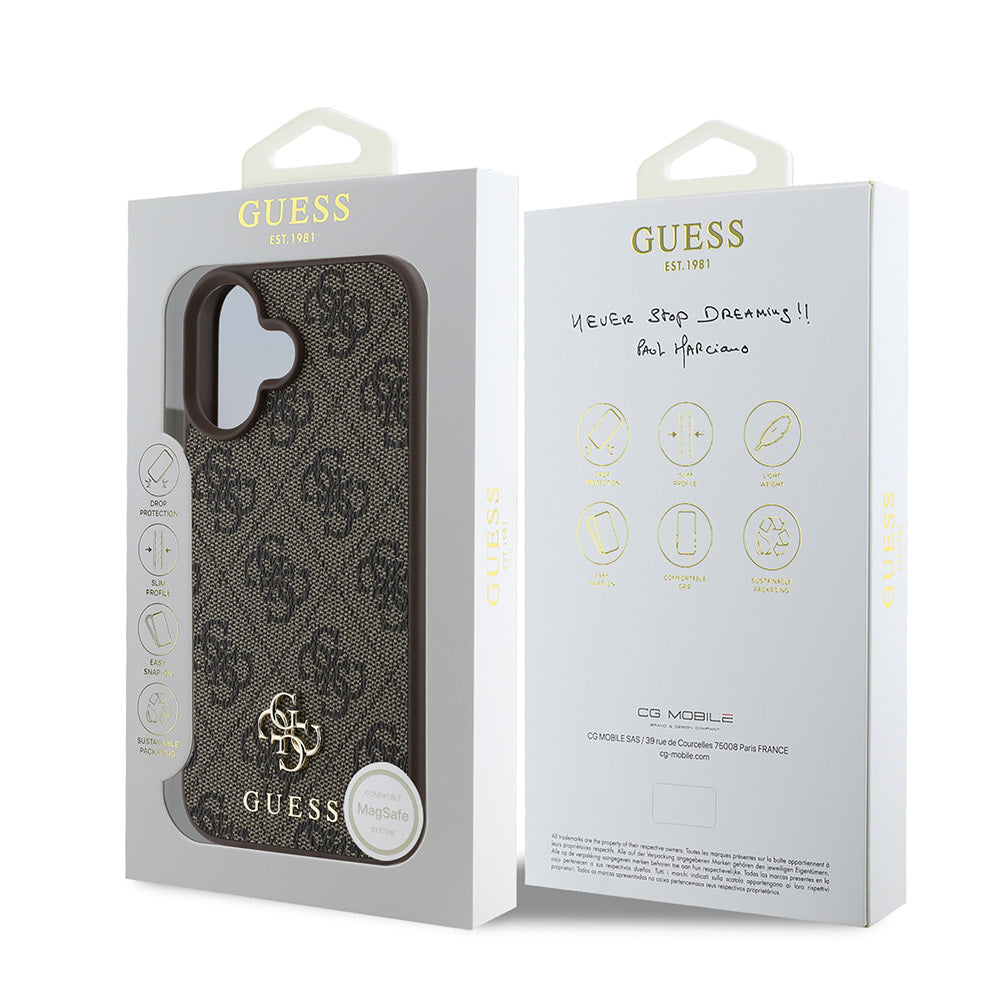 Apple iPhone 16 Plus Kılıf Guess Orjinal Lisanslı Magsafe Şarj Özellikli Small 4G Classic Kapak Siyah