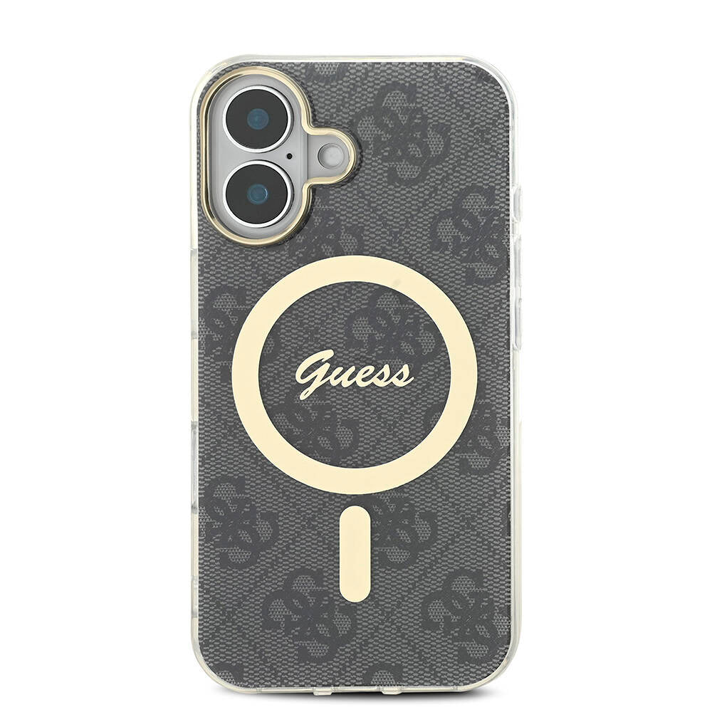 Apple iPhone 16 Plus Kılıf Guess Orjinal Lisanslı Magsafe Şarj Özellikli Yazı Logolu 4G Desenli Kapak Pembe