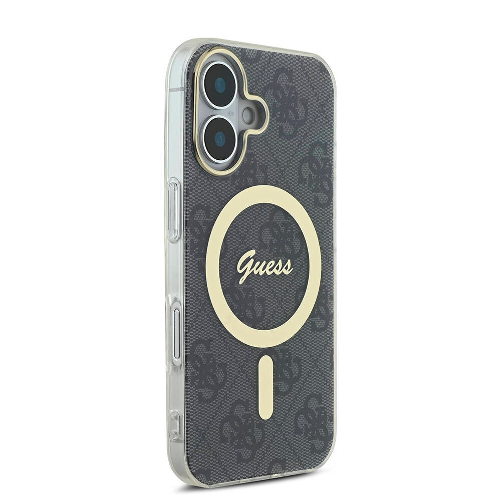 Apple iPhone 16 Plus Kılıf Guess Orjinal Lisanslı Magsafe Şarj Özellikli Yazı Logolu 4G Desenli Kapak Pembe