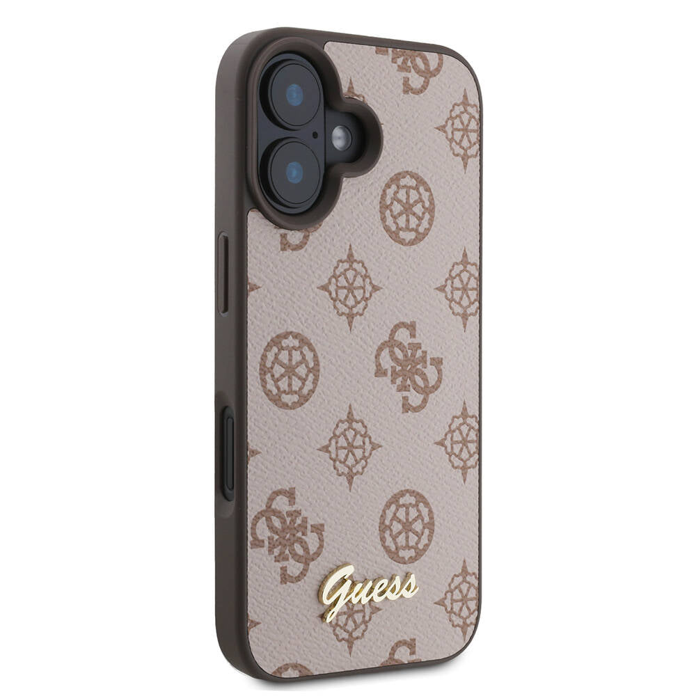 Apple iPhone 16 Plus Kılıf Guess Orjinal Lisanslı Magsafe Şarj Özellikli Yazı Logolu Peony Kapak Siyah