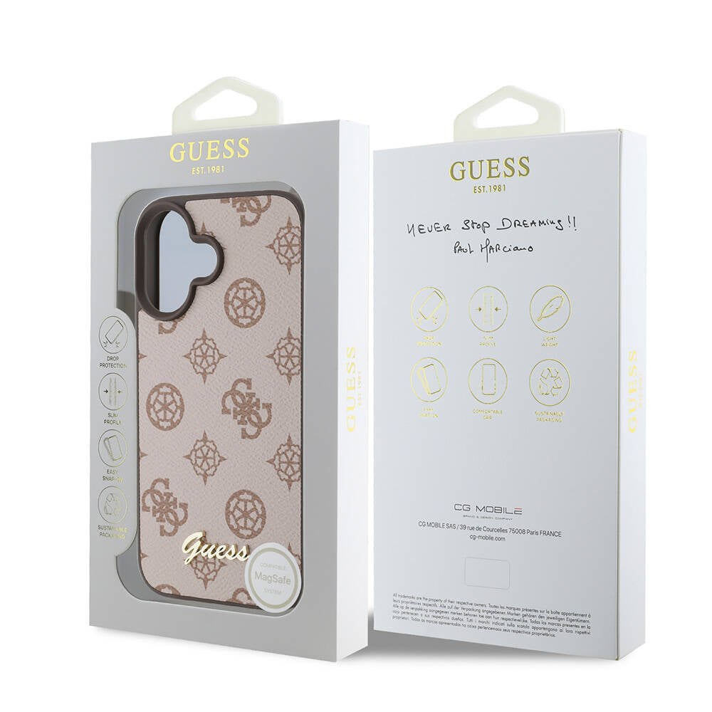 Apple iPhone 16 Plus Kılıf Guess Orjinal Lisanslı Magsafe Şarj Özellikli Yazı Logolu Peony Kapak Siyah