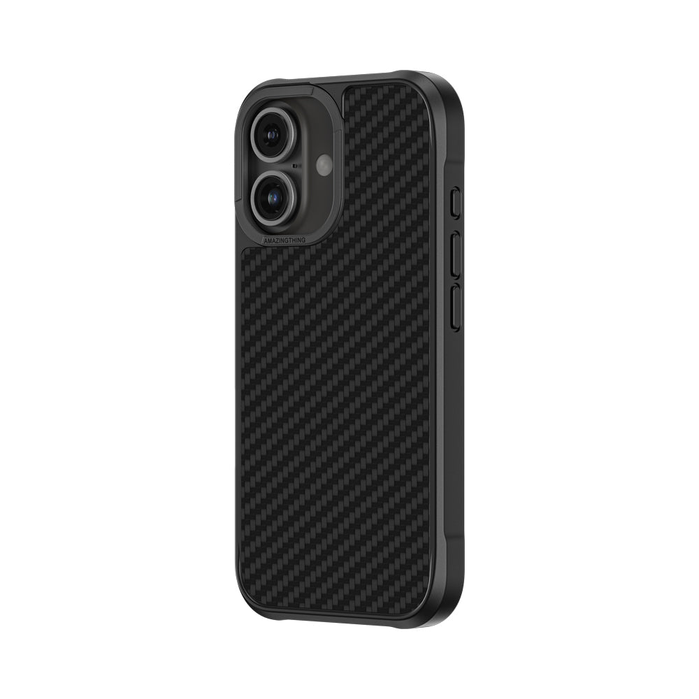 iPhone 16 Plus Kılıf Magsafe Şarj Özellikli 1500D Aramid Fiber Amazingthing Titan Max Serisi Kılıf Siyah