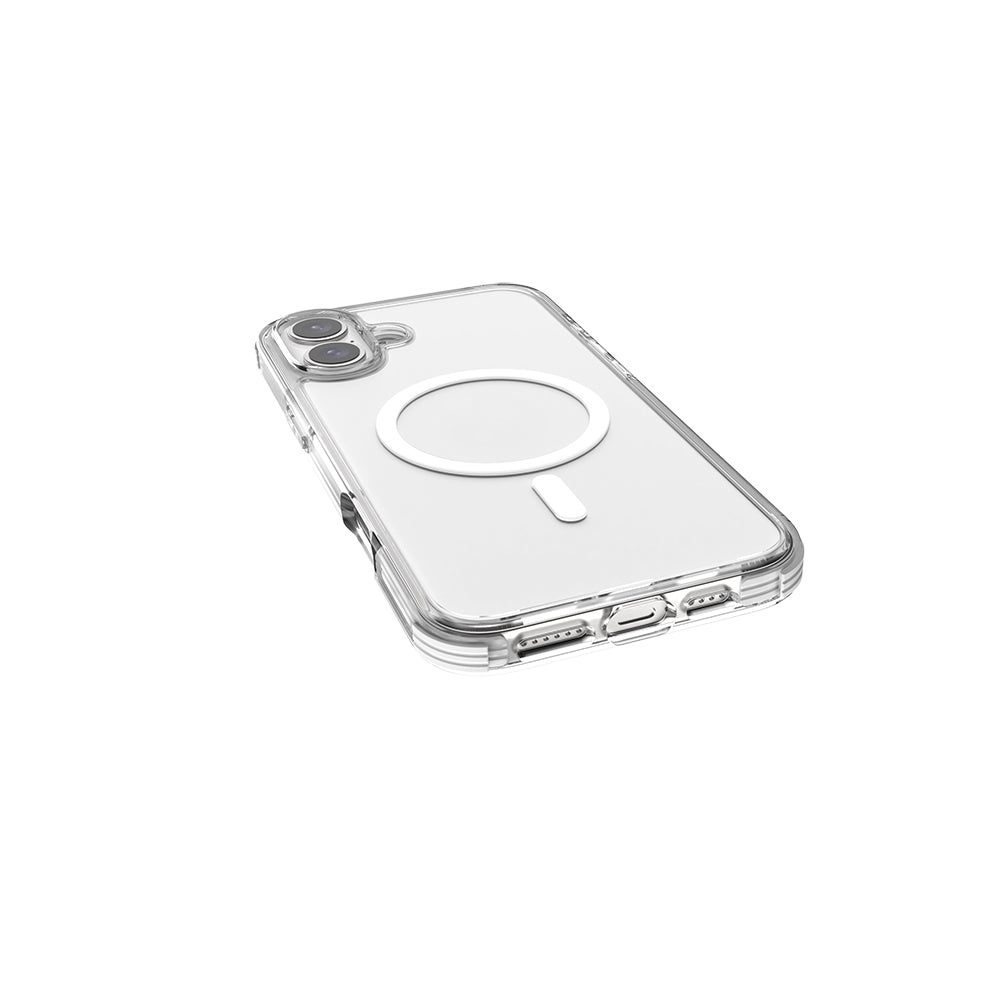 iPhone 16 Plus Kılıf Magsafe Şarj Özellikli Airbag Tasarımlı Raptic Clear Serisi Şeffaf Kılıf Beyaz