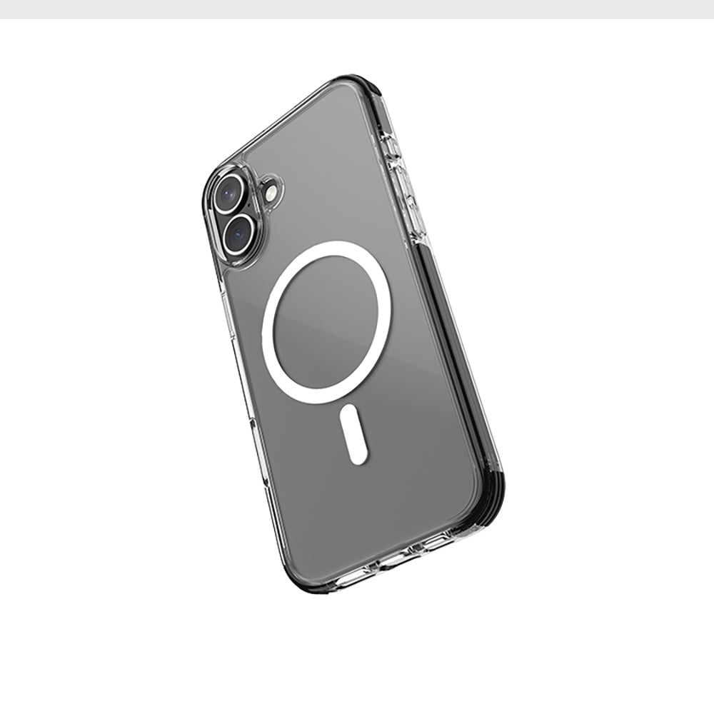 iPhone 16 Plus Kılıf Magsafe Şarj Özellikli Airbag Tasarımlı Raptic Clear Serisi Şeffaf Kılıf Siyah