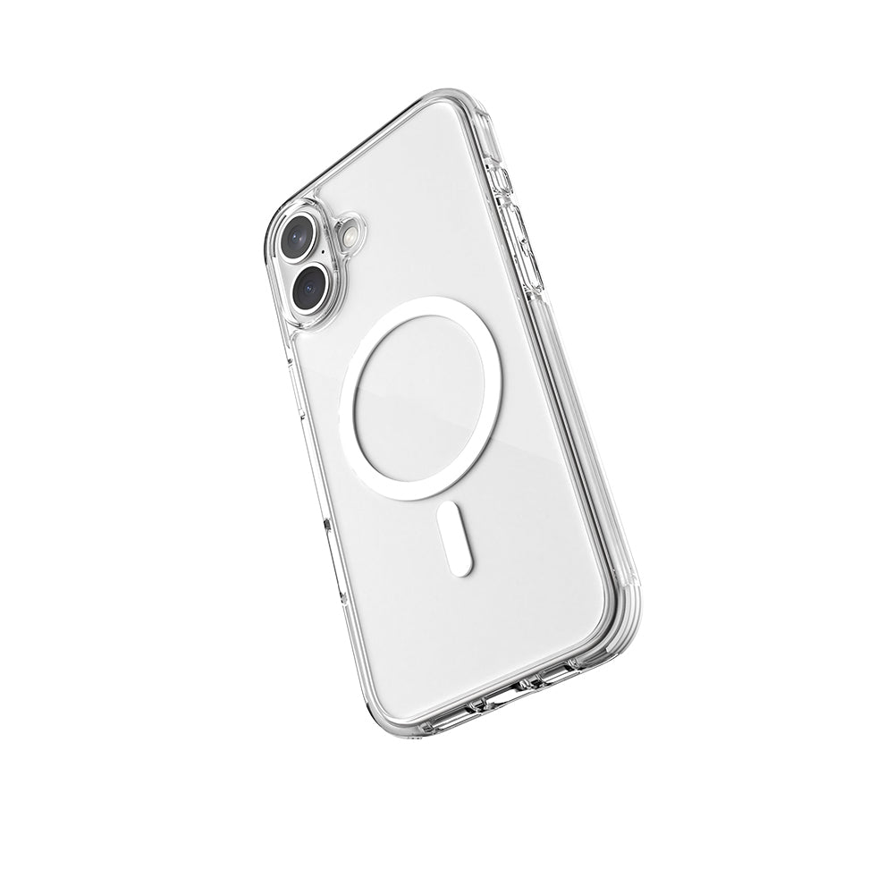 iPhone 16 Plus Kılıf Magsafe Şarj Özellikli Airbag Tasarımlı Raptic Clear Serisi Şeffaf Kılıf Beyaz