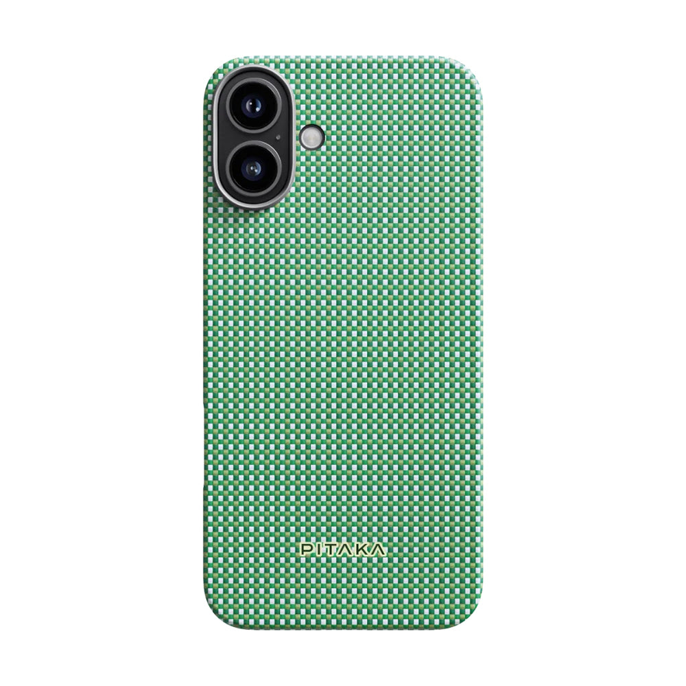 iPhone 16 Plus Kılıf Magsafe Şarj Özellikli Aramid Fiber Pitaka Ultra-Slim Classic Serisi Forest Green Kılıf Yeşil
