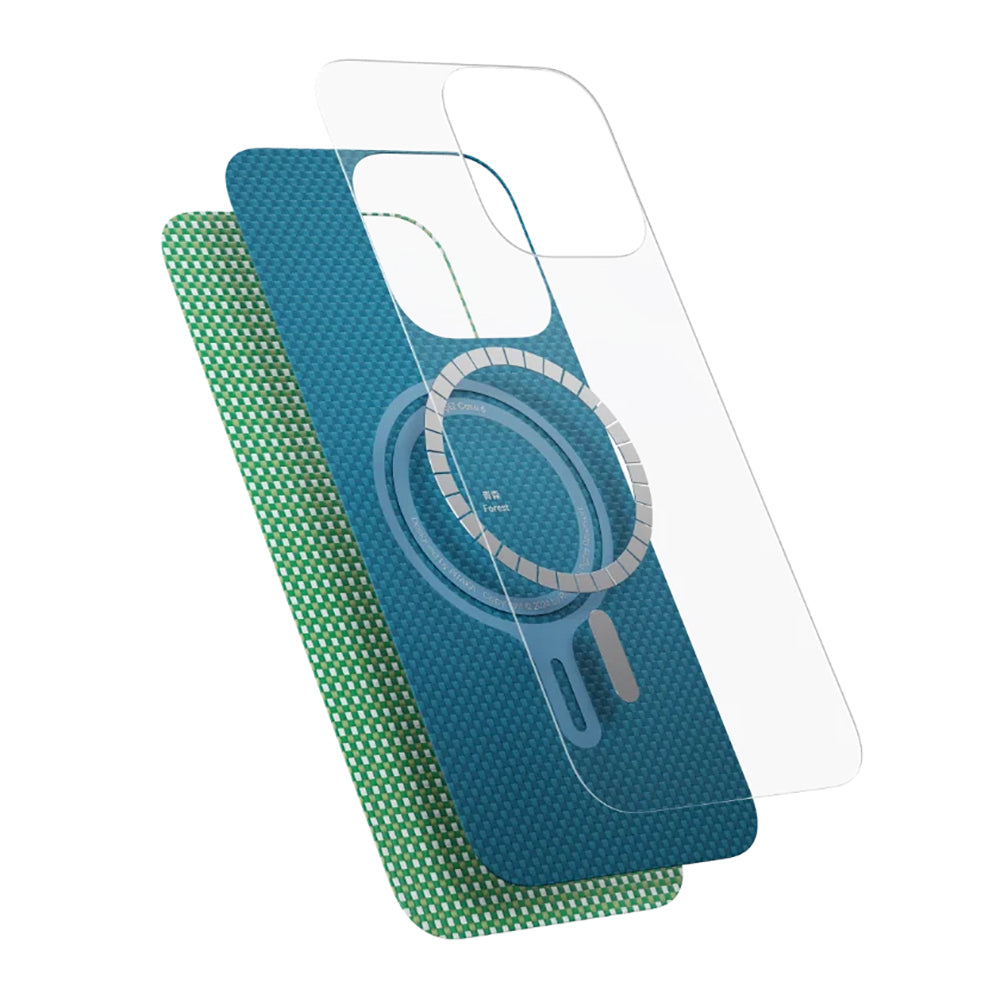 iPhone 16 Plus Kılıf Magsafe Şarj Özellikli Aramid Fiber Pitaka Ultra-Slim Classic Serisi Ocean Blue Kılıf Mavi
