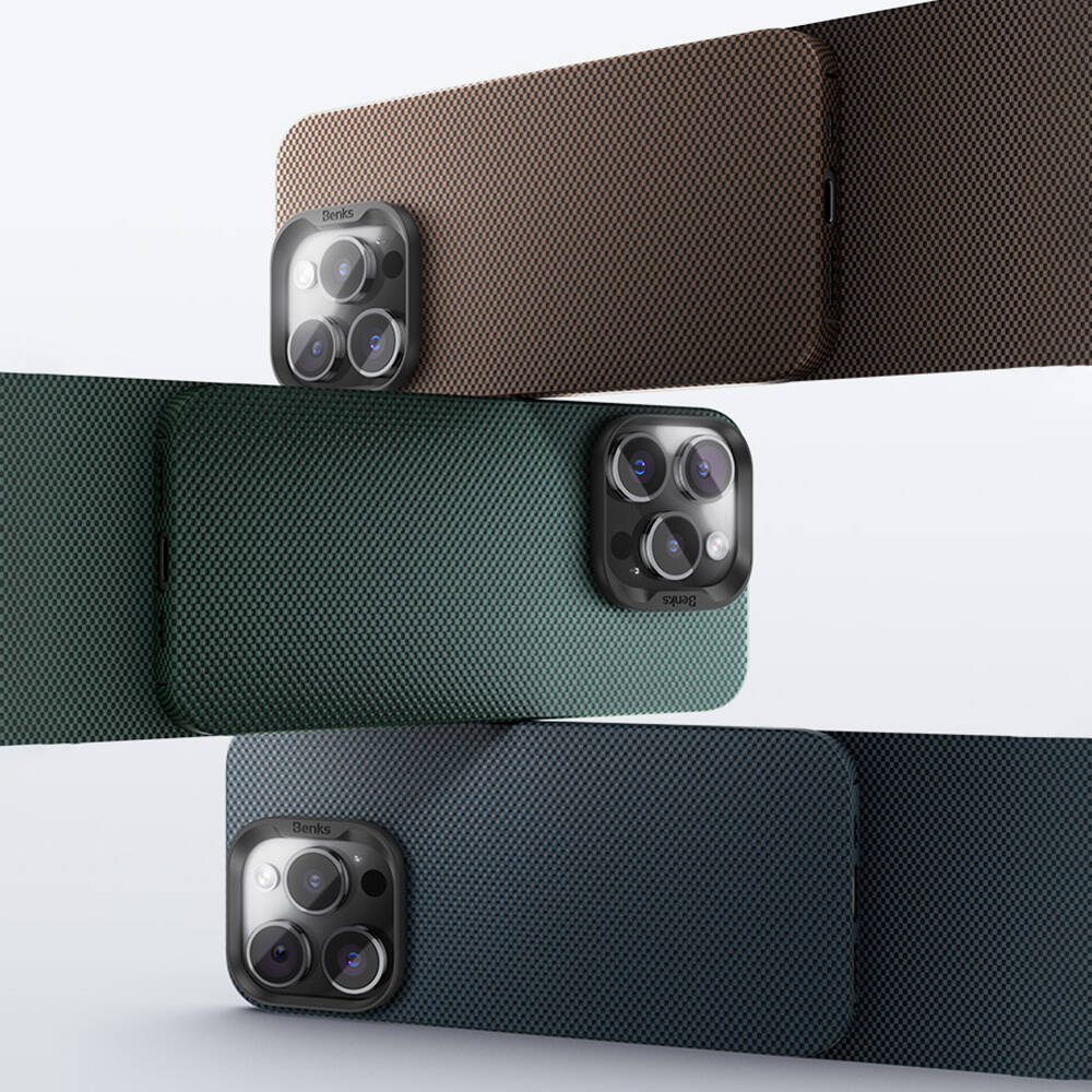 iPhone 16 Plus Kılıf Magsafe Şarj Özellikli Benks ArmorTint Serisi ArmorAir Kevlar Kılıf Yeşil