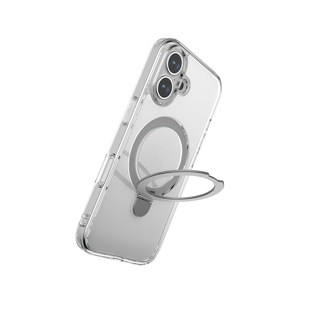 iPhone 16 Plus Kılıf Magsafe Şarj Özellikli Raptic Air Stand Serisi Buzlu Transparan Tasarımlı Standlı Kılıf Şeffaf