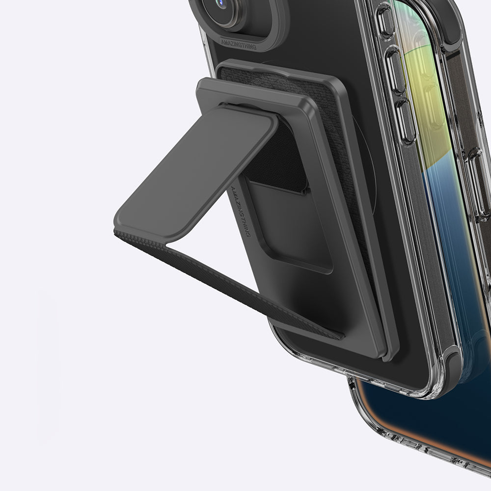 iPhone 16 Plus Kılıf Magsafe Şarj Özellikli Standlı Kartlıklı Set Amazingthing Omni Adventure Serisi Kılıf Siyah