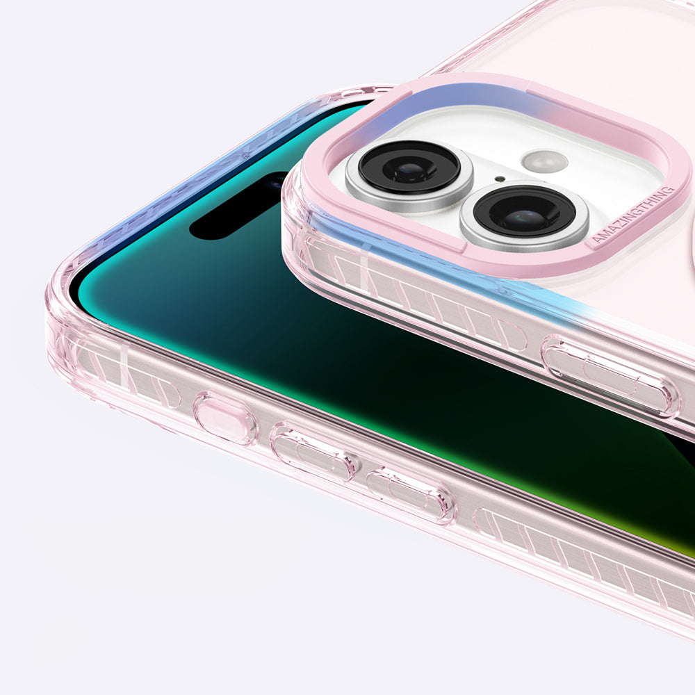 iPhone 16 Plus Kılıf Magsafe Şarj Özellikli Yüzük Standlı Amazingthing Titan Pro Serisi Kılıf Pembe