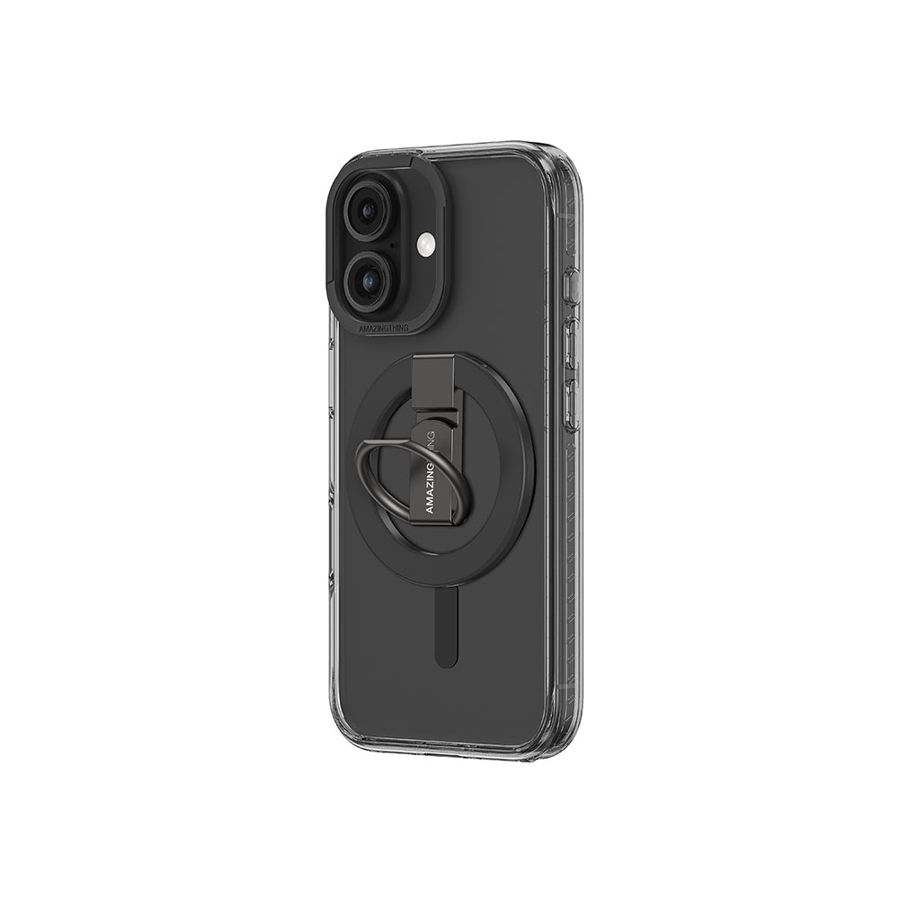 iPhone 16 Plus Kılıf Magsafe Şarj Özellikli Yüzük Standlı Amazingthing Titan Pro Serisi Kılıf Pembe