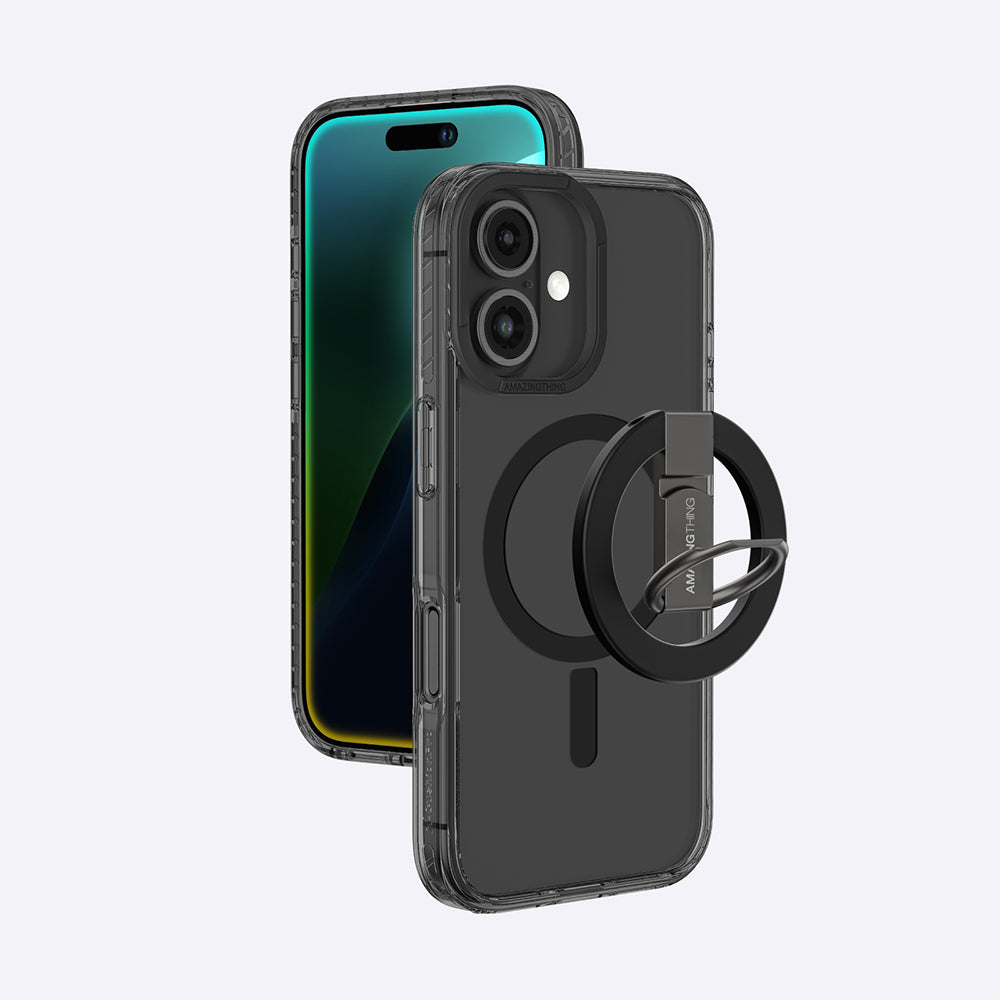 iPhone 16 Plus Kılıf Magsafe Şarj Özellikli Yüzük Standlı Amazingthing Titan Pro Serisi Kılıf Pembe