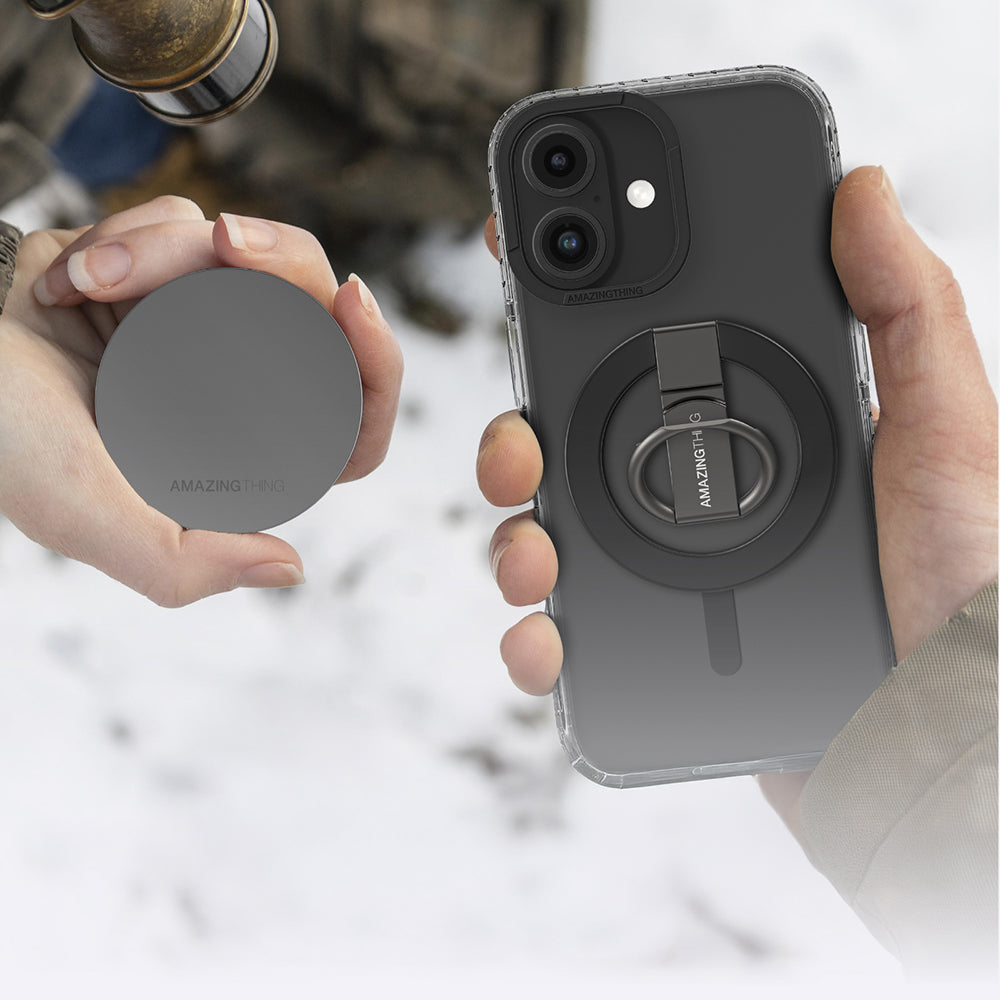 iPhone 16 Plus Kılıf Magsafe Şarj Özellikli Yüzük Standlı Amazingthing Titan Pro Serisi Kılıf Pembe