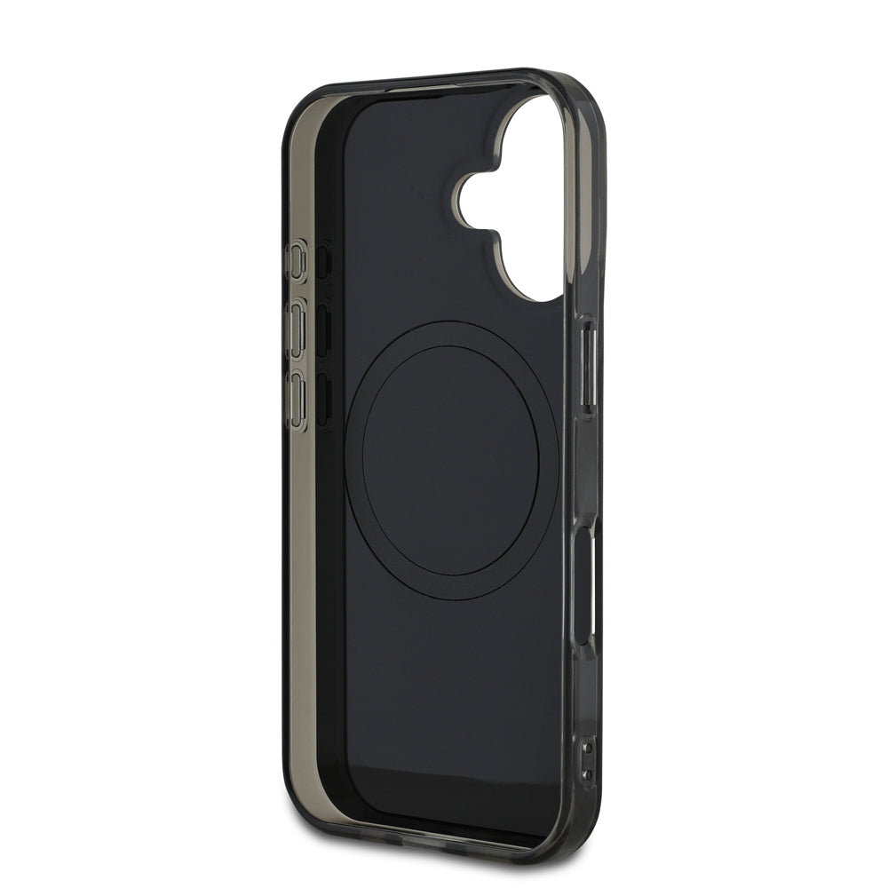 iPhone 16 Plus Kılıf Mercedes Benz Orjinal Lisanslı Magsafe Şarj Özellikli Çift Katmanlı Paralel Çizgi Desenli Kılıf Siyah