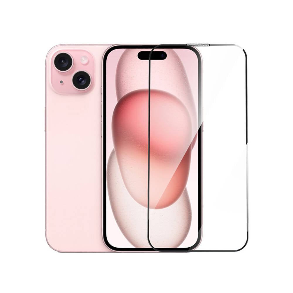 iPhone 16 Plus Wiwu GT-014 Polimer Oleofobik Kaplama Şeffaf Pürüzsüz Temperli Cam Ekran Koruyucu 25'li Paket Siyah