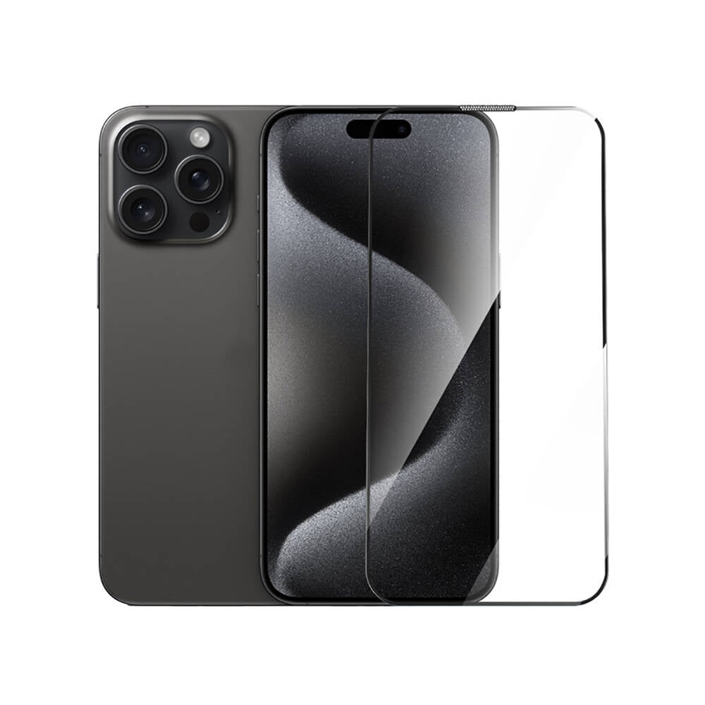 iPhone 16 Plus Wiwu GT-014 Polimer Oleofobik Kaplama Şeffaf Pürüzsüz Temperli Cam Ekran Koruyucu 25'li Paket Siyah