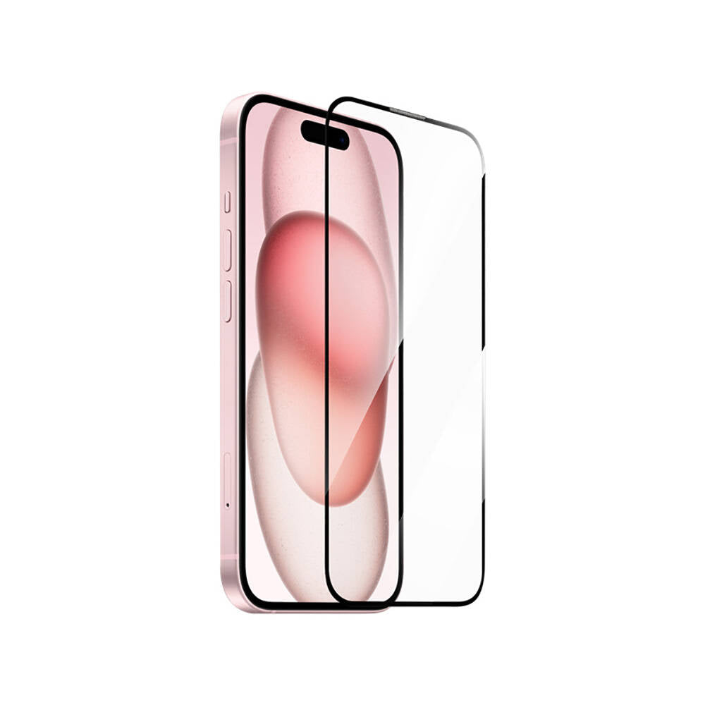 iPhone 16 Plus Wiwu GT-014 Polimer Oleofobik Kaplama Şeffaf Pürüzsüz Temperli Cam Ekran Koruyucu 25'li Paket Siyah