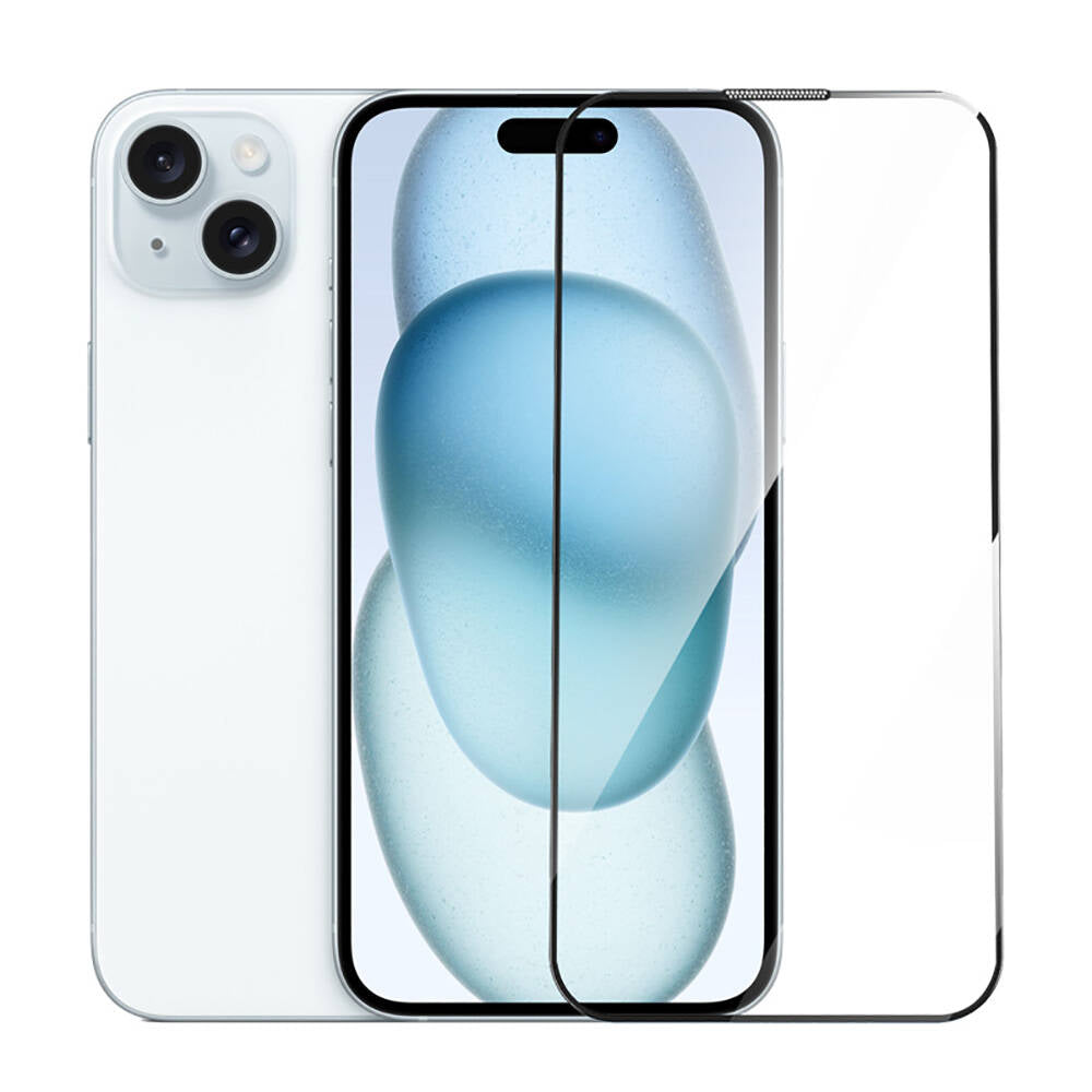 iPhone 16 Plus Wiwu GT-014 Polimer Oleofobik Kaplama Şeffaf Pürüzsüz Temperli Cam Ekran Koruyucu 25'li Paket Siyah