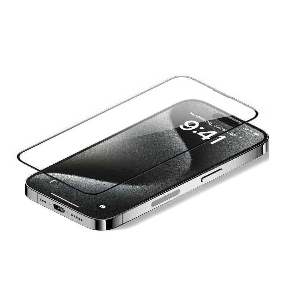 iPhone 16 Plus Wiwu GT-017 Safir Kaplama Çizilmeye Dayanıklı Temperli Cam Ekran Koruyucu Siyah