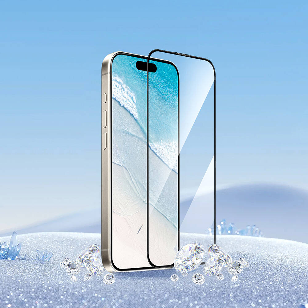 iPhone 16 Plus Wiwu GT-017 Safir Kaplama Çizilmeye Dayanıklı Temperli Cam Ekran Koruyucu Siyah