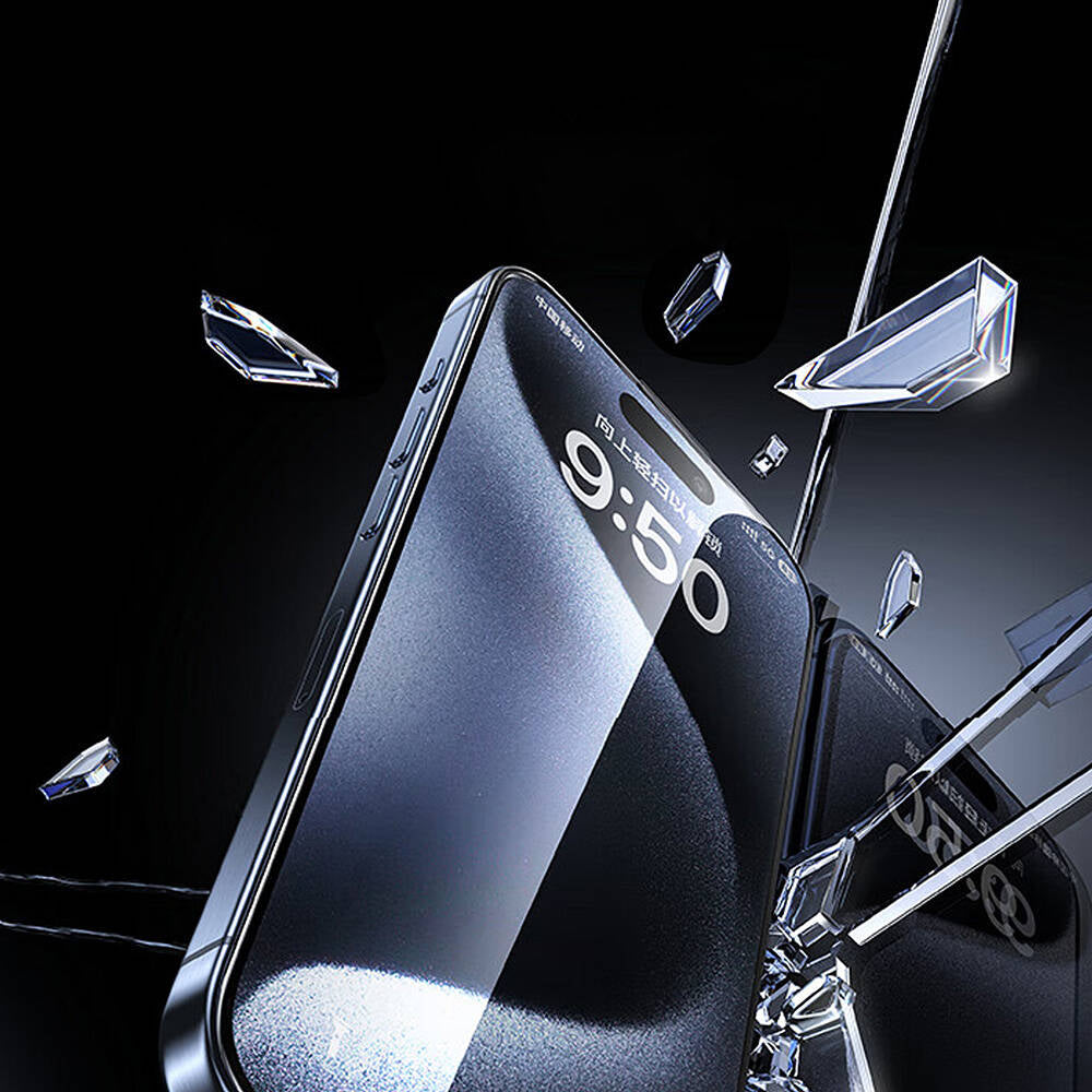 iPhone 16 Plus Wiwu GT-017 Safir Kaplama Çizilmeye Dayanıklı Temperli Cam Ekran Koruyucu Siyah