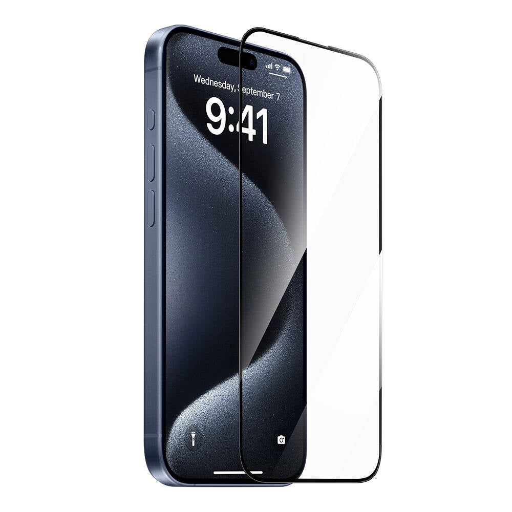 iPhone 16 Plus Wiwu GT-017 Safir Kaplama Çizilmeye Dayanıklı Temperli Cam Ekran Koruyucu Siyah