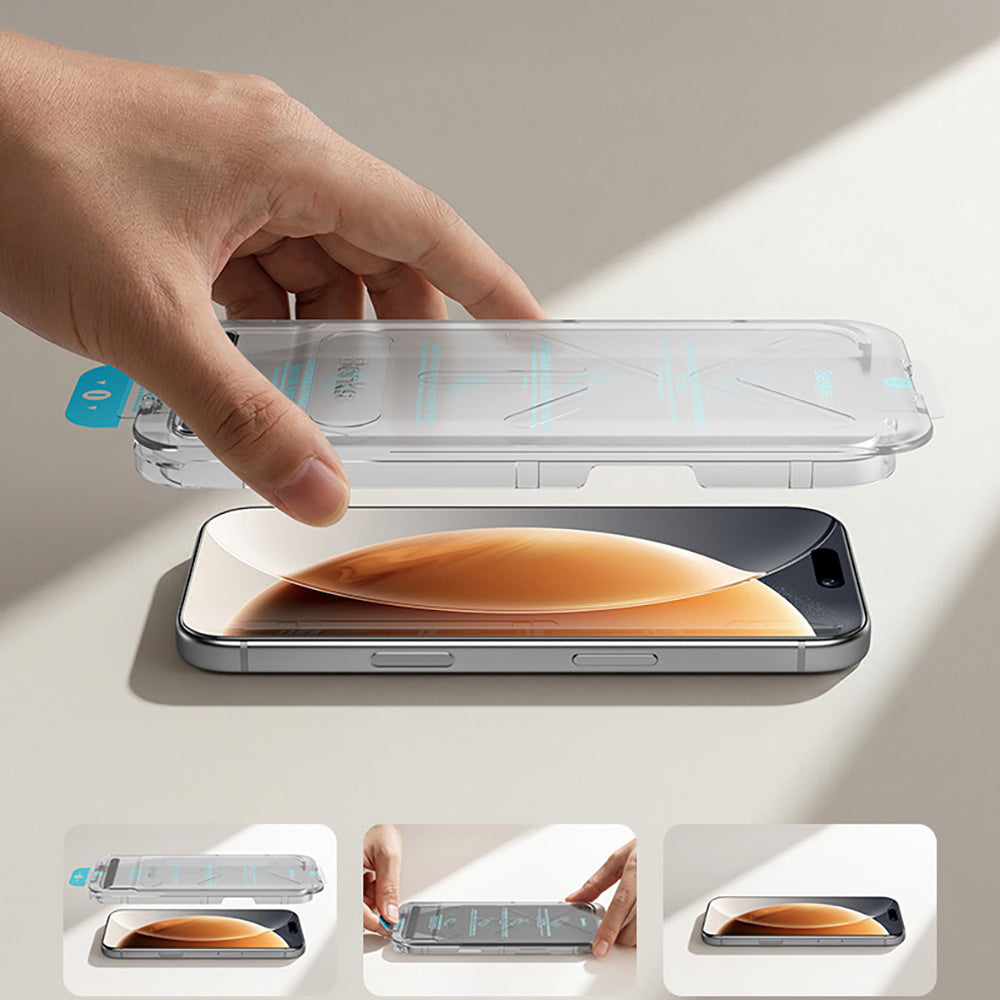 Apple iPhone 16 Pro Benks OmniWarrior Privacy Cam Ekran Koruyucu + Kolay Uygulama Aparatlı Siyah