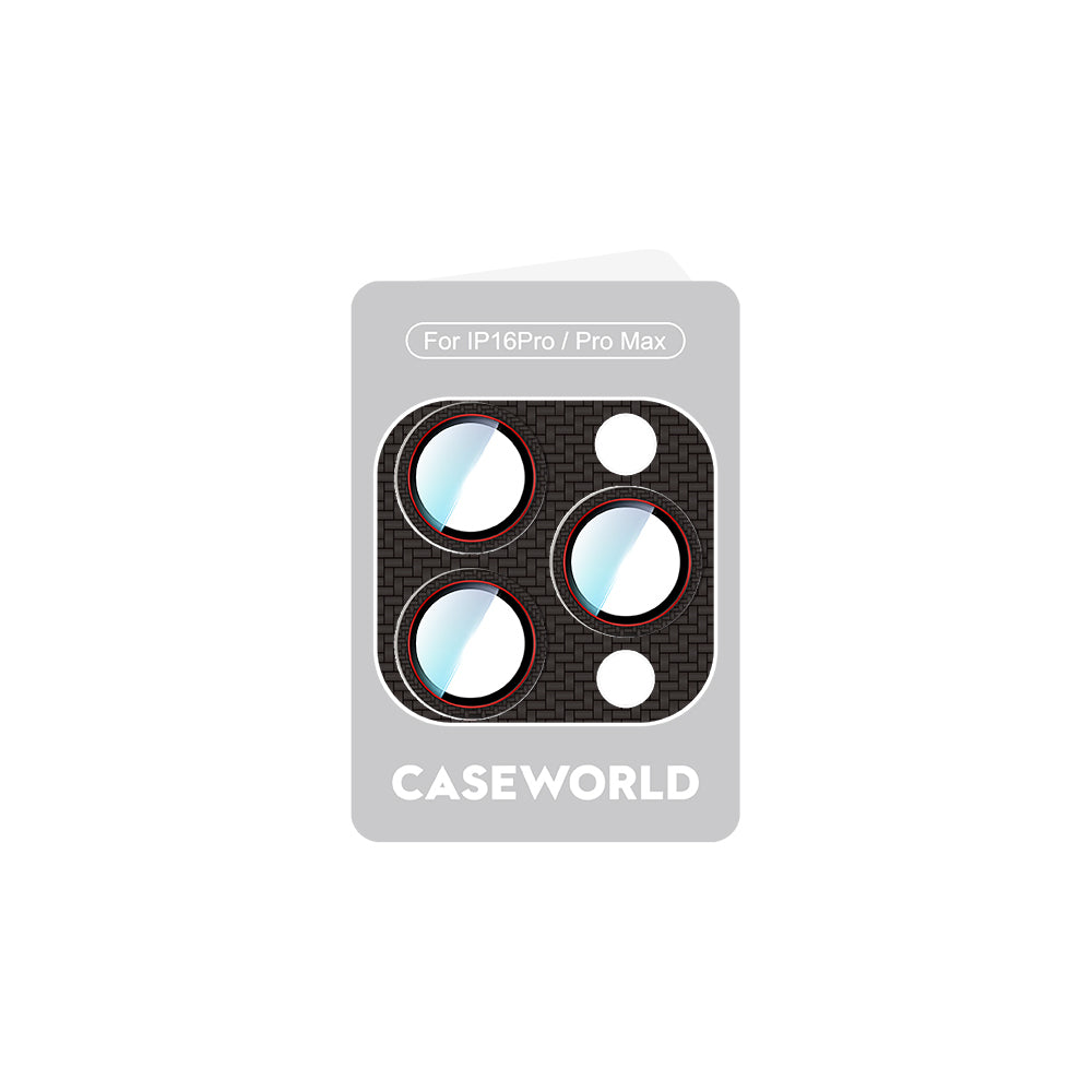 Apple iPhone 16 Pro CaseWorld Karbon Fiber Serisi Anti Reflective Ultra Clear Full Kamera Lens Koruyucu Siyah