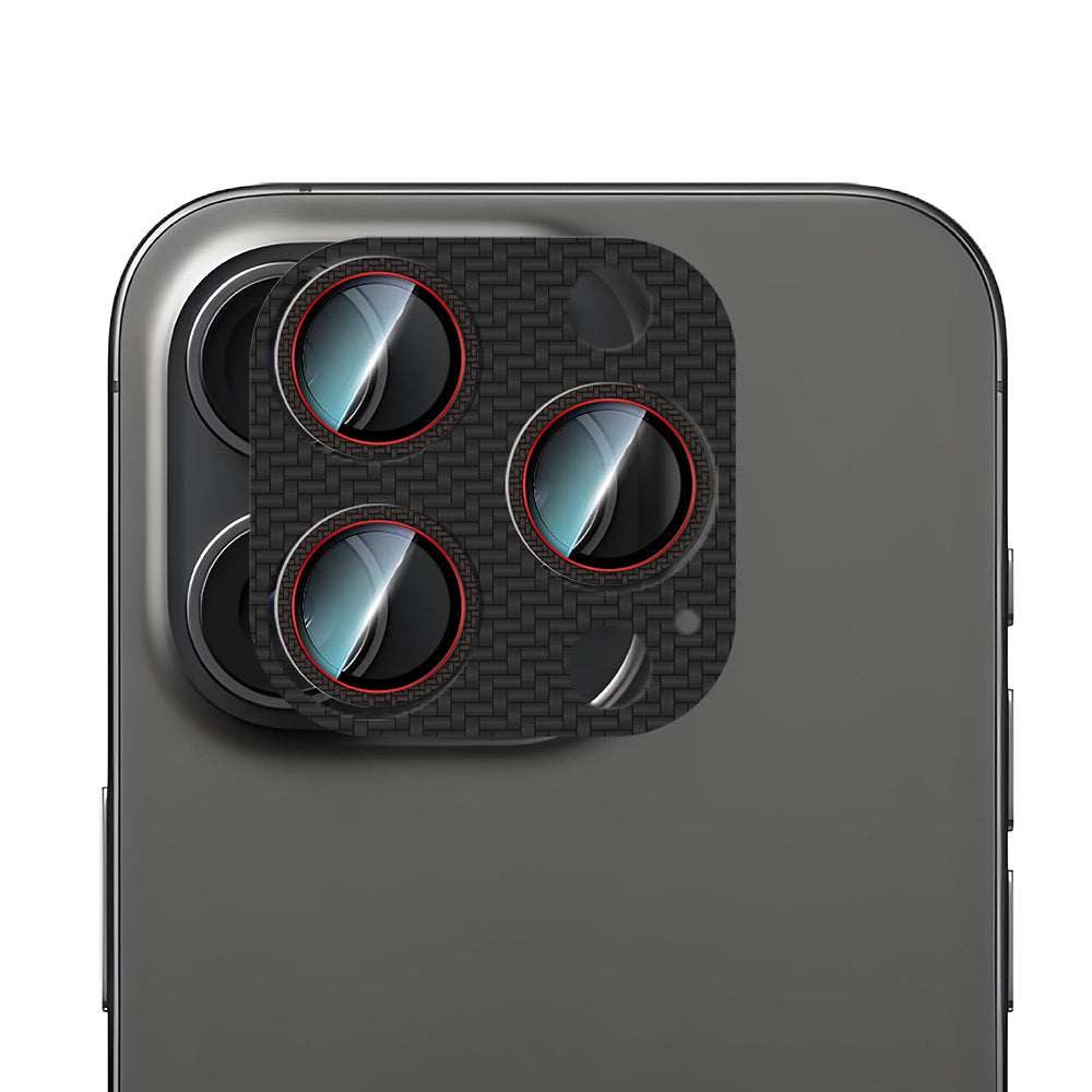 Apple iPhone 16 Pro CaseWorld Karbon Fiber Serisi Anti Reflective Ultra Clear Full Kamera Lens Koruyucu Gold