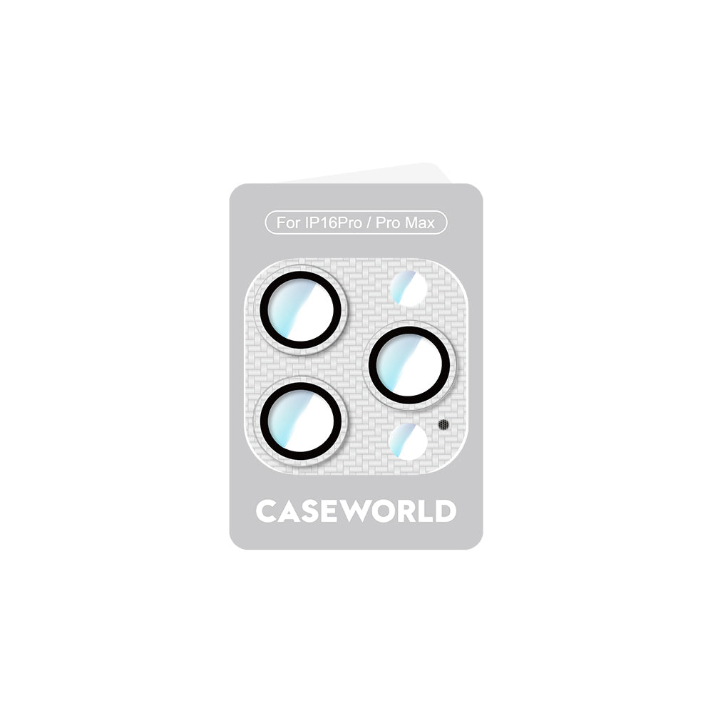 Apple iPhone 16 Pro CaseWorld Karbon Fiber Serisi Anti Reflective Ultra Clear Full Kamera Lens Koruyucu Siyah-Kırmızı