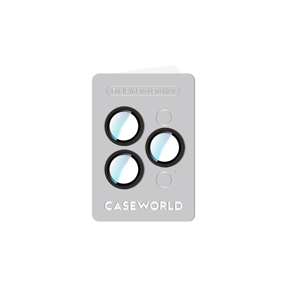 Apple iPhone 16 Pro CaseWorld Karbon Fiber Serisi Anti Reflective Ultra Clear Kamera Lens Koruyucu Siyah