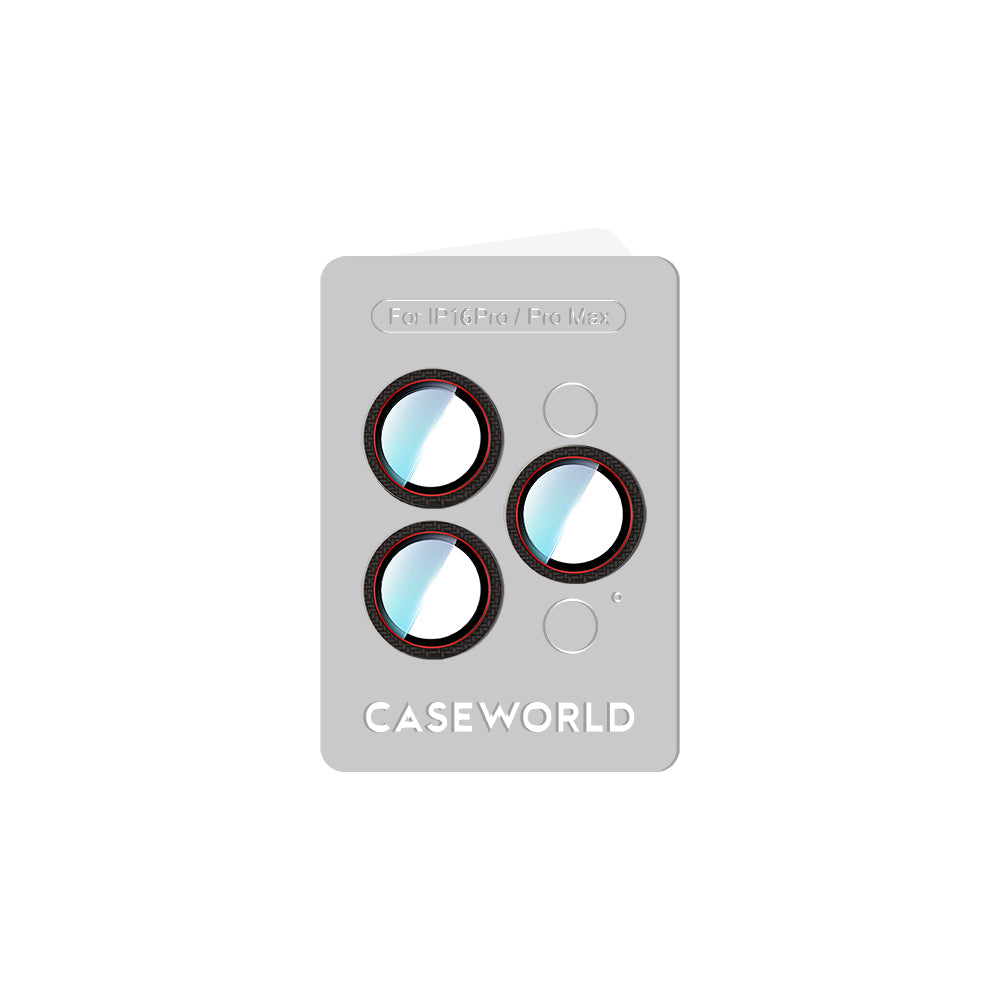 Apple iPhone 16 Pro CaseWorld Karbon Fiber Serisi Anti Reflective Ultra Clear Kamera Lens Koruyucu Siyah