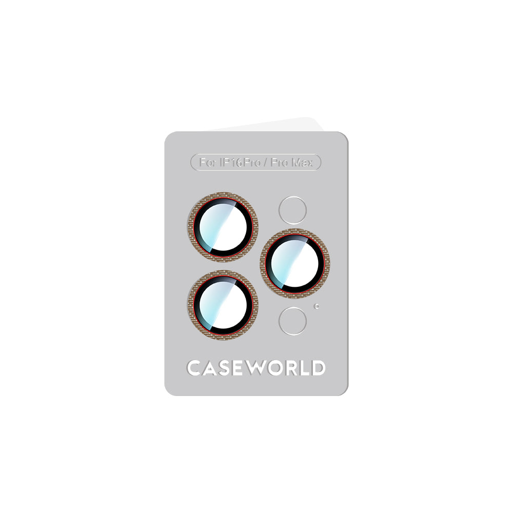 Apple iPhone 16 Pro CaseWorld Karbon Fiber Serisi Anti Reflective Ultra Clear Kamera Lens Koruyucu Titanyum-Kırmızı