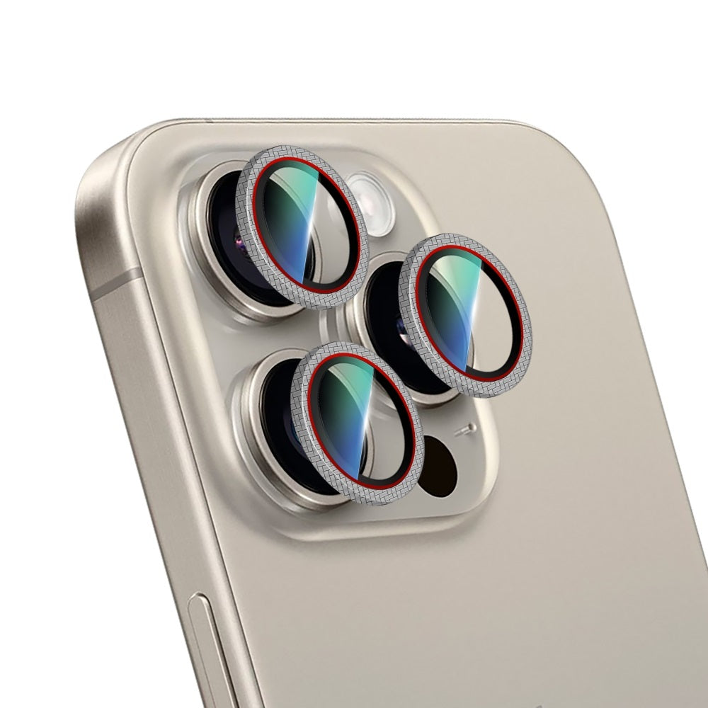Apple iPhone 16 Pro CaseWorld Karbon Fiber Serisi Anti Reflective Ultra Clear Kamera Lens Koruyucu Titanyum-Kırmızı