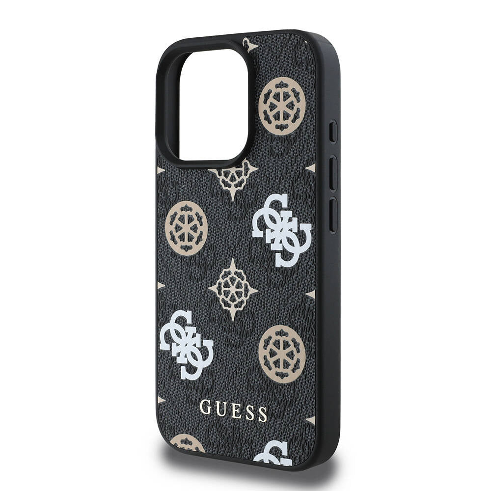 Apple iPhone 16 Pro Kılıf Guess Orjinal Lisanslı Magsafe Şarj Özellikli 4G Desenli Yazı Logolu Peony Kapak Pembe