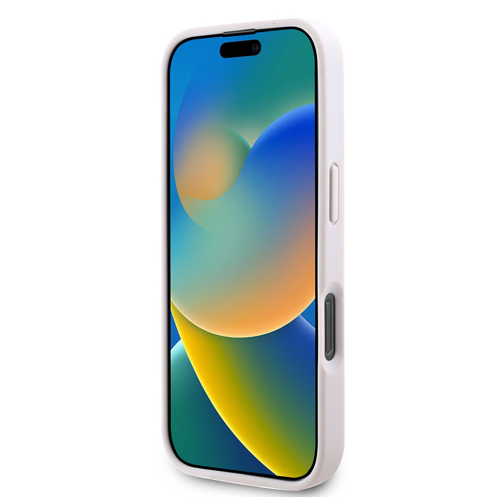 Apple iPhone 16 Pro Kılıf Guess Orjinal Lisanslı Magsafe Şarj Özellikli PU Deri 4G Desenli Taşlı Üçgen Logolu Kapak Siyah