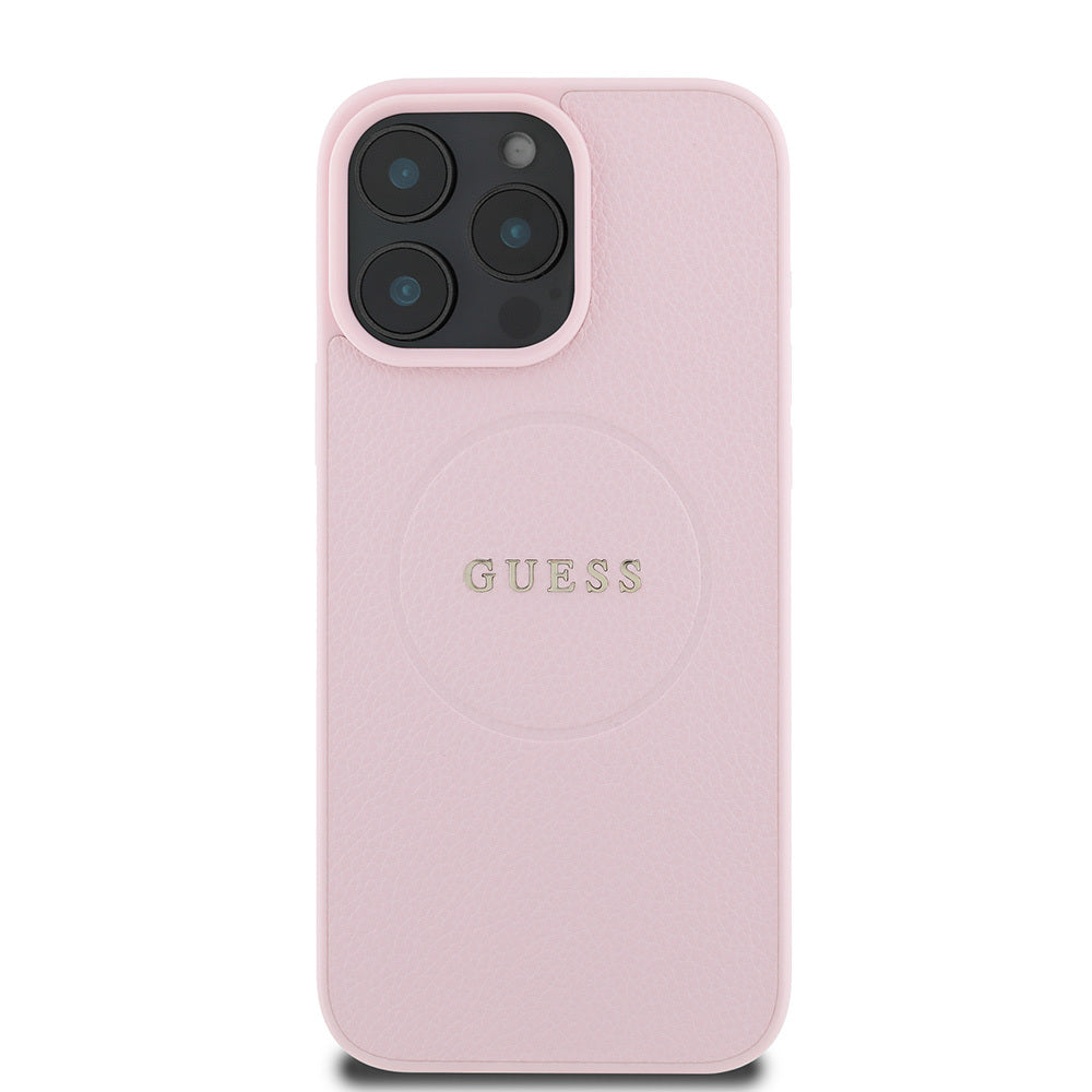 Apple iPhone 16 Pro Kılıf Guess Orjinal Lisanslı Magsafe Şarj Özellikli Yazı Logolu Grained Kapak Siyah