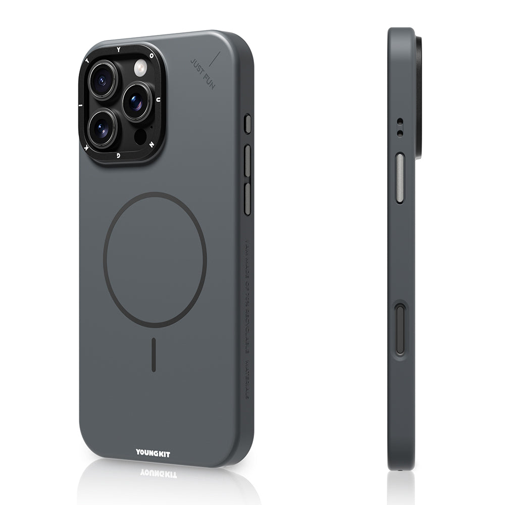 Apple iPhone 16 Pro Kılıf M-safe Şarj Özellikli Youngkit Dynamag Serisi Kapak Gri