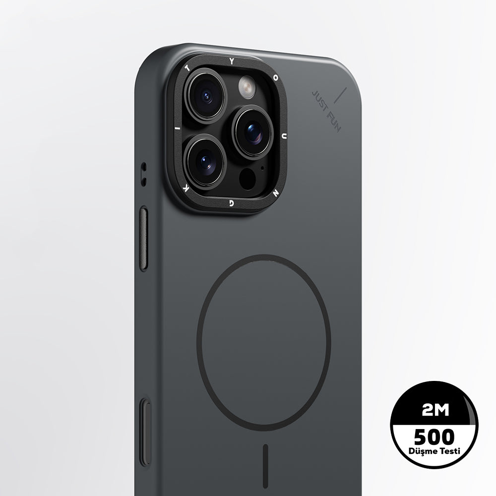 Apple iPhone 16 Pro Kılıf M-safe Şarj Özellikli Youngkit Dynamag Serisi Kapak Gri